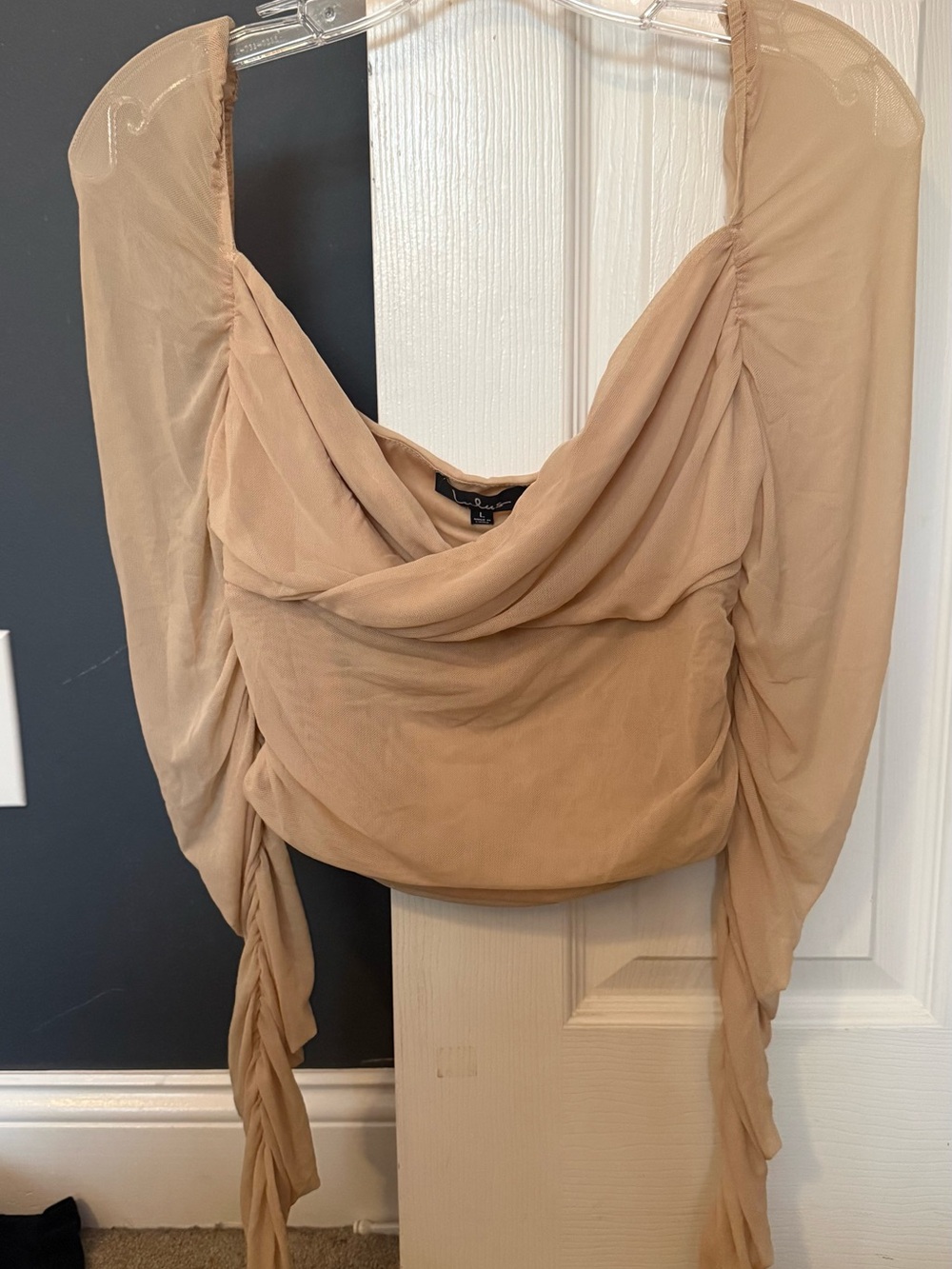 Lulu's Beige Cowl Neck draped top